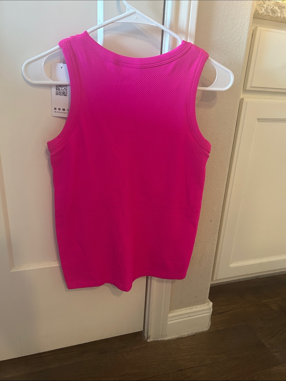 Hot Pink Built In Bra Workout Tank - Picture 3 of 4